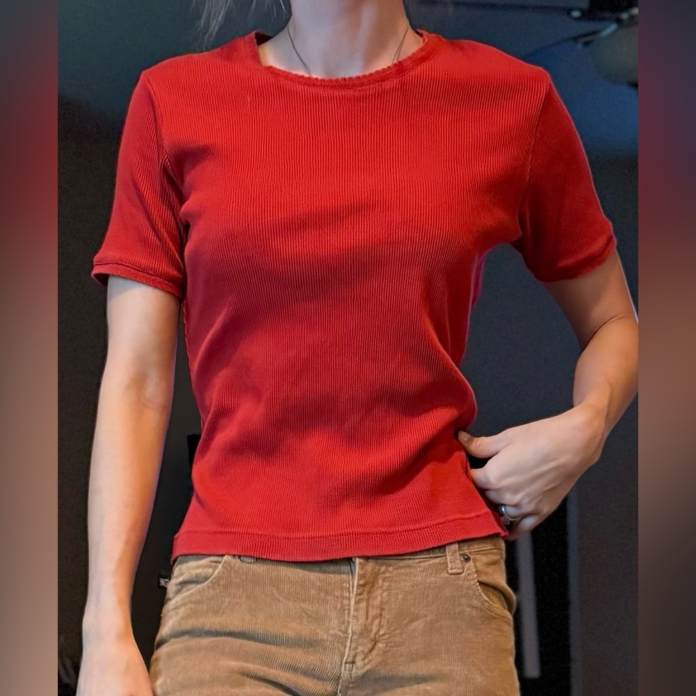 Vintage Harold’s Ribbed Maroon Crew Neck Shirt Blouse M